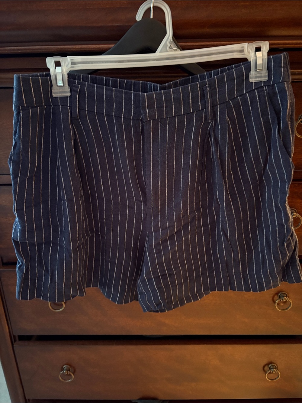 Women's Navy Pinstripe Shorts